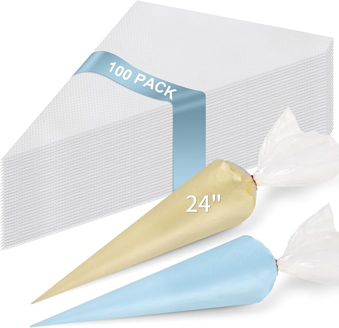 100 Pack 24 Inch Extra Large Piping Bags, Disposable Tipless Icing Bags