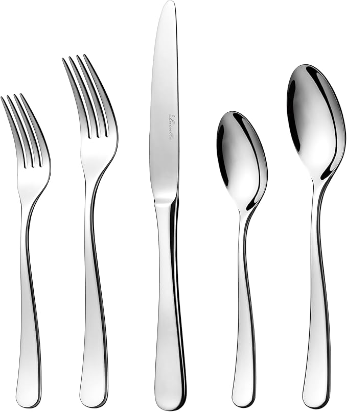 LUCIELLA 45-Piece Premium 18/10 Forged Silverware Set with serving utensils