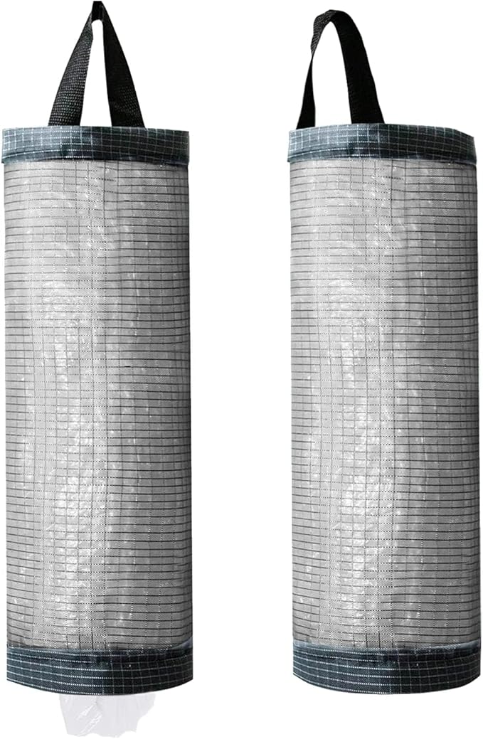 TOGETRUE Plastic Bag Holder, Mesh Grocery Bag Holder Hanging Storage Bag Dispenser (Dark Grey 2 Packs)