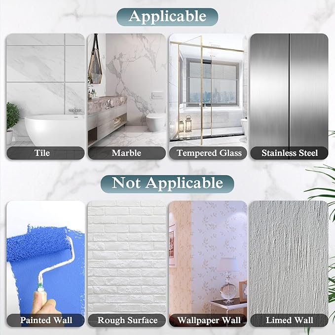 EAGMAK 4 Pack Transparent Shower Caddy Adhesive for Replacement, No Drilling, Soap Holder, Bathroom Storage Shelves and Kitchen Racks