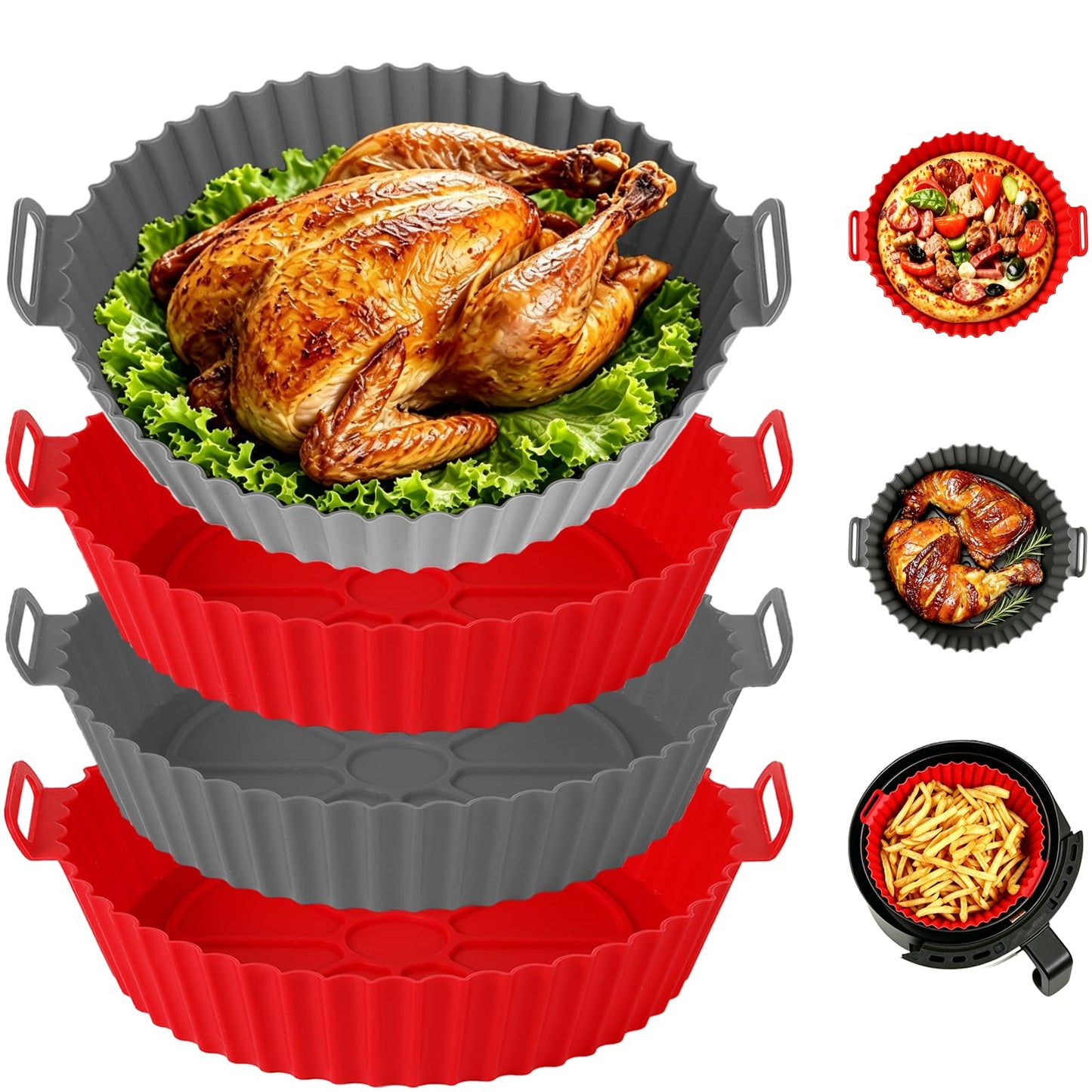 Silicone Air Fryer Liners Round,Pot 2 Pcs 6.5inch Reusable Air Fryer Basket