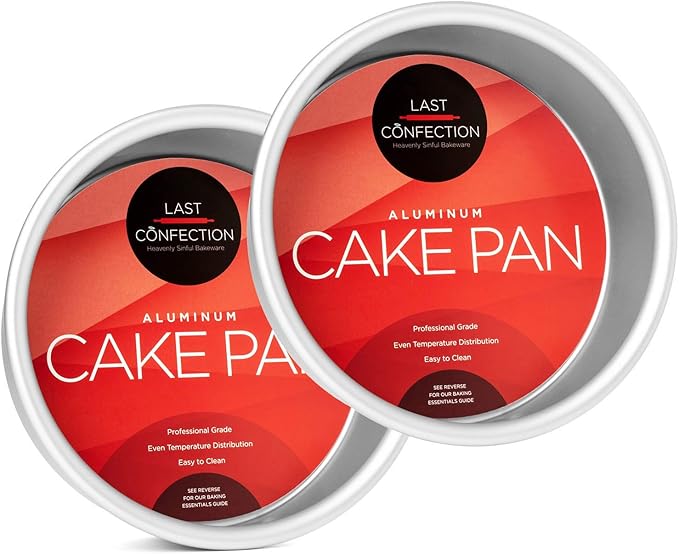 Last Confection 6 x 2 Inch Round Cake Pans, Set of 2 Anodized Aluminum Cake Pans Baking Tins