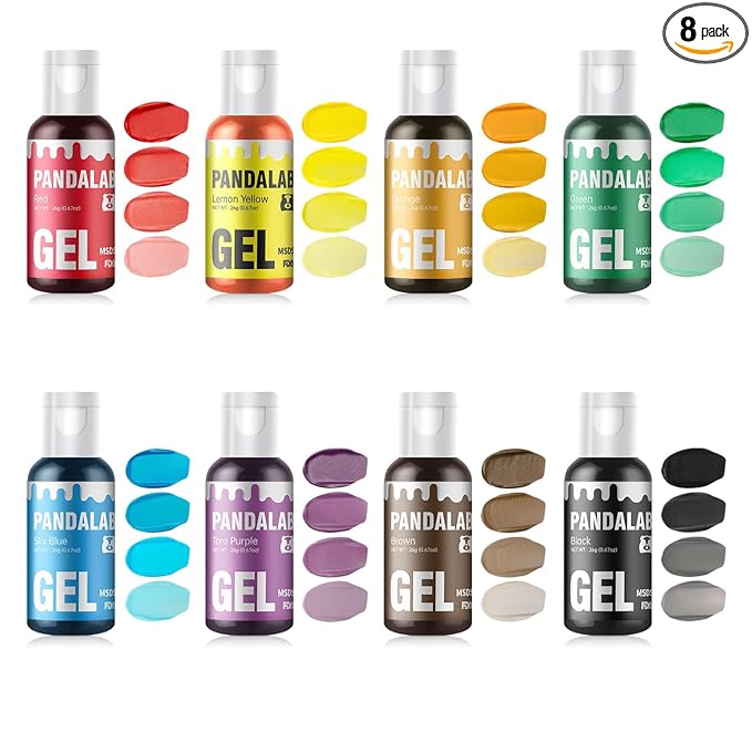 Gel Food Coloring Set - Pandalab 16 Colors x 0.7 oz Highly Concentrated Food Grade Cake Coloring, Vibrant Edible Gel Dye for Baking, Decorating Icing, Frosting, Fondant, Cookies, Macarons, DIY Crafts, 20ml/Bottle