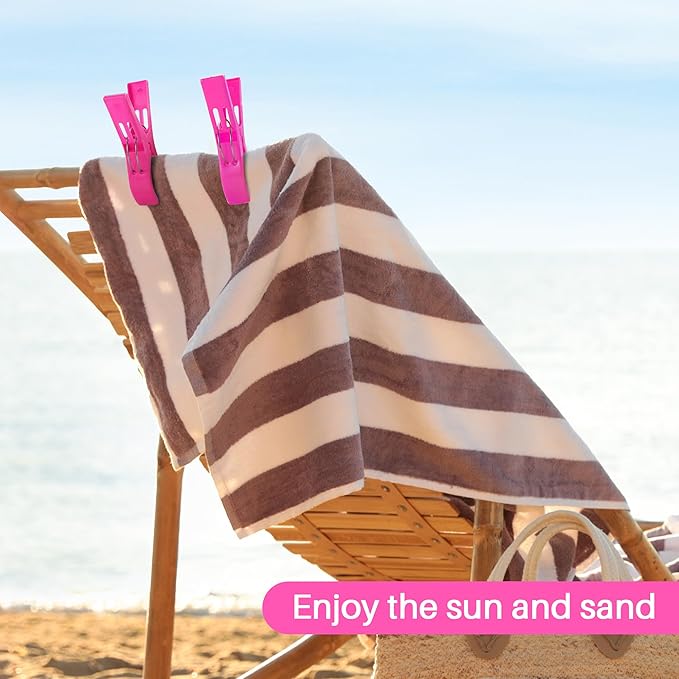 JABINCO Beach Towel Clips Chair Clips Towel Holder,Plastic Clothes Pegs Hanging Clip Clamps (Pack of 8)