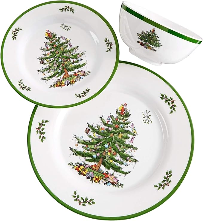 Spode – Christmas Tree – Christmas Tree Melamine 12-Piece Dinnerware Set