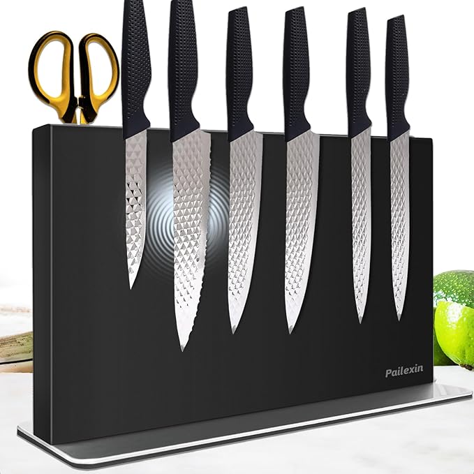 Pailexin Magnetic Knife Block Without Knives—Stainless Steel Double-Sided Magnetic Knife Holder Stand with Strong Magnets, Knife Storage Organizer for Kitchen Counter top