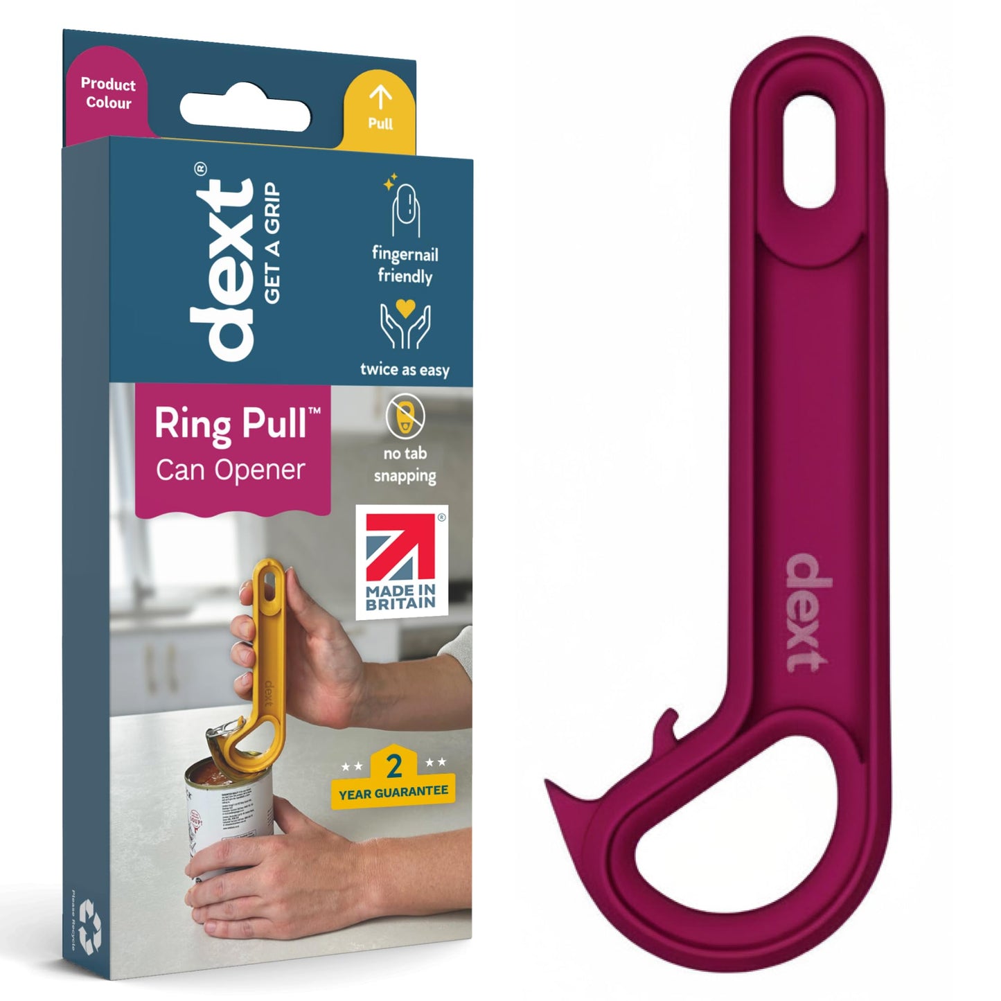 Dext - Ring Pull Can Opener, Pop Can Opener for Seniors, Arthritis, and Parkinson’s, Easy Open, Ergonomic Handle with Comfortable Grip. Perfect for Soda, Pet Food, and More (Apricot)