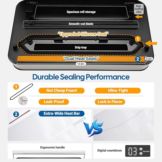INKBIRD Pro Vacuum Sealer Machine INK-VS04, 160W Dual Pump, Liquid Mode