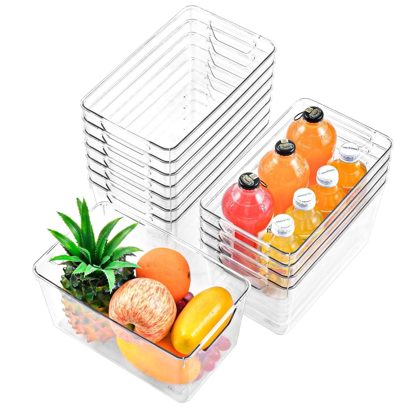 Freebat 12 Pack Pantry Organization and Storage,Clear Plastic Storage Bins