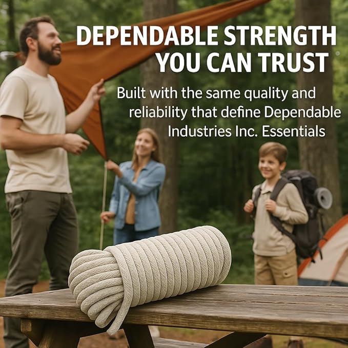 100 Ft Heavy Duty Braided Cotton Rope Clothesline Approximately #6 1/4" 6 mm Multi Purpose Home Boat Camping