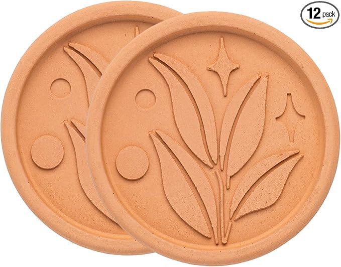 Goodful Brown Sugar Saver and Softener Disc with Elegant Leaf Design,Multiple Uses for Food Storage Containers,Reusable and Food Safe,Terracotta, (Pack of 24)