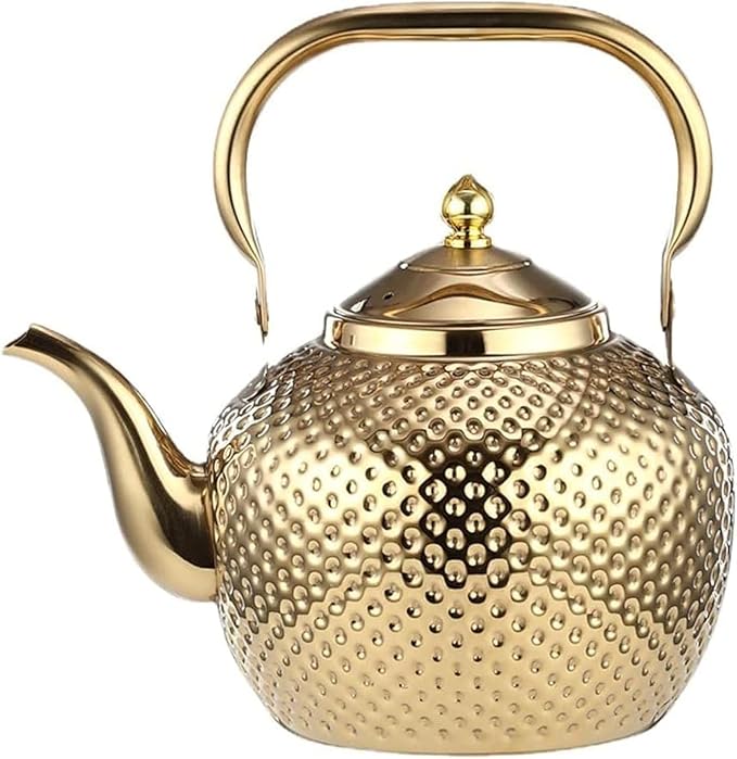 SANQIAHOME 1500ml Teapot with Infuser Stainless Steel Lifting Handle Tea Maker Silver