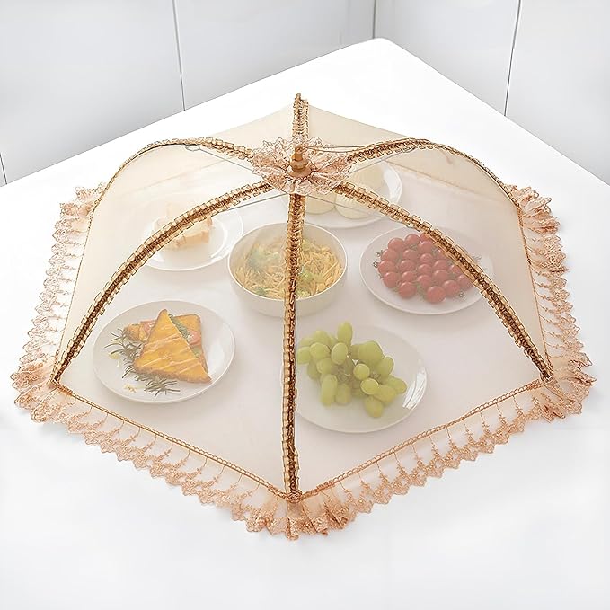 Procraan 3-Pack Extra Large Food Cover, 32"x32" Pop-Up Food Nets, Mesh Food Covers Tent Umbrella for Outdoors, Screen Tents, Parties Picnics, BBQs, Reusable and Collapsible Food Tents