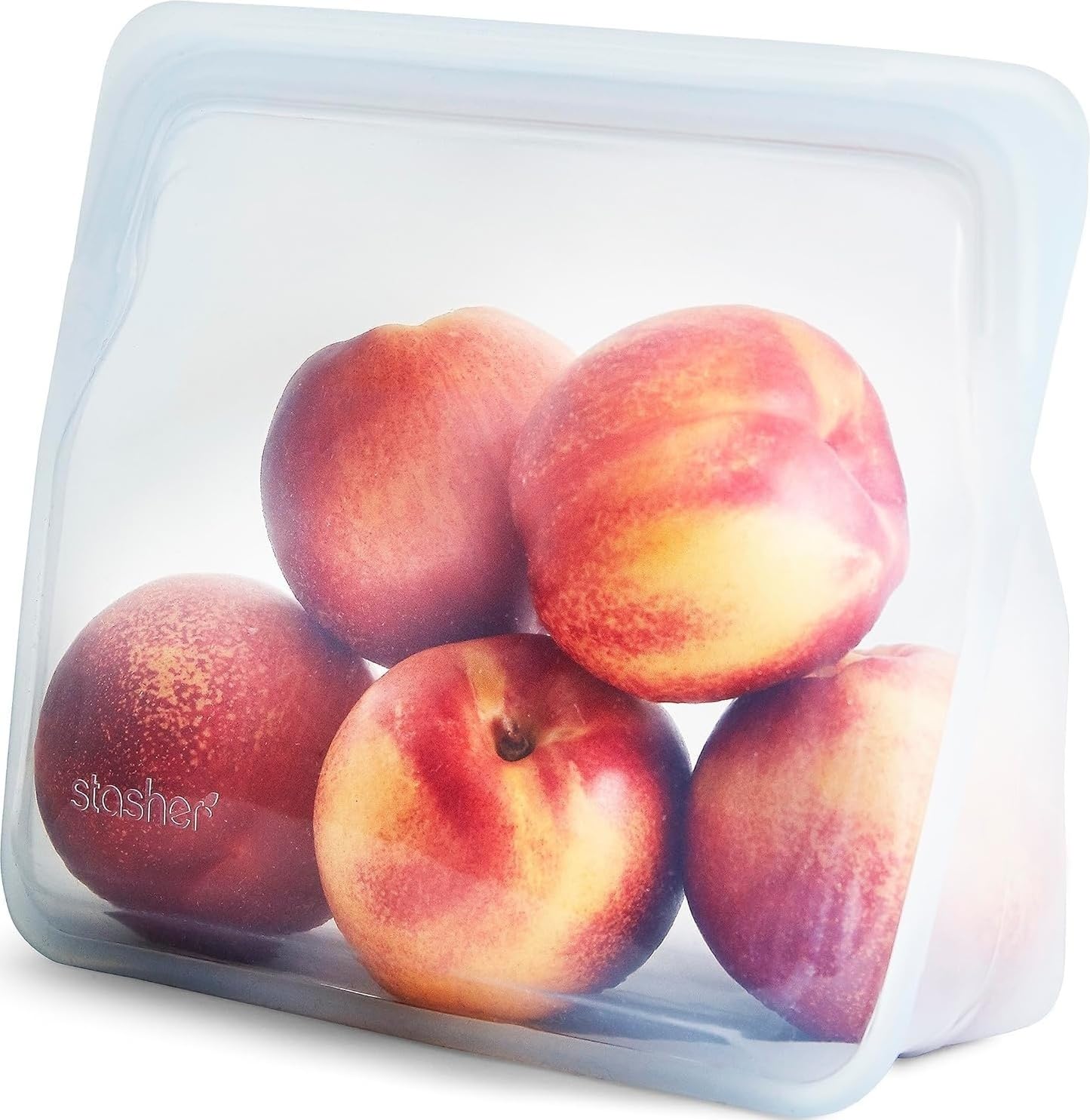 Stasher Reusable Silicone Food Storage Bag, Stand-Up Mid, Clear, 56 oz