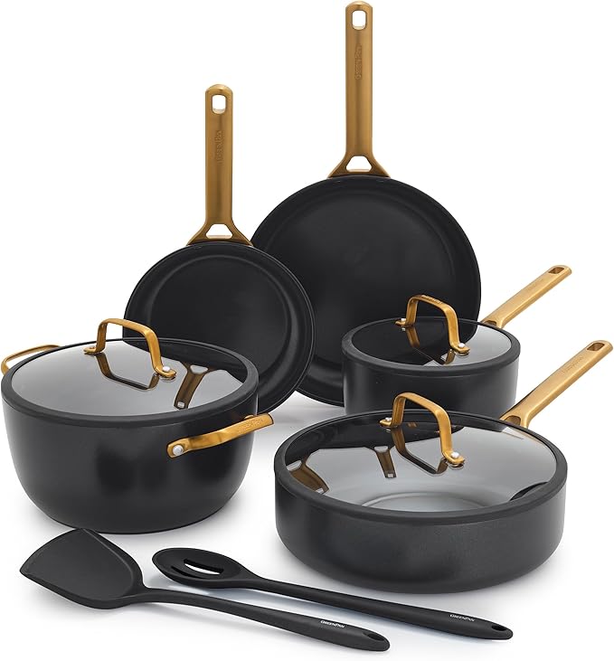 GreenPan Nonstick Reserve Pro 10 Piece Cookware Set, NSF Certified Ceramic, Hard Anodized PFAS-Free Pots & Pans Set with Lids, Stainless Steel Handles, Oven & Dishwasher Safe, Moss Green