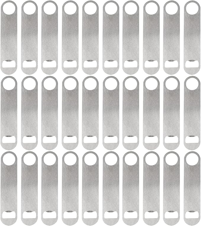 ZCYSRLQIN 30 Pcs Flat Bottle Opener 7 Inch Black Stainless Steel Beer bottle Openers Heavy Duty Bar Blade Solid Bottle Cap Opener Funny Bartender Bottle Opener for Kitchen Restaurant Party Supplies