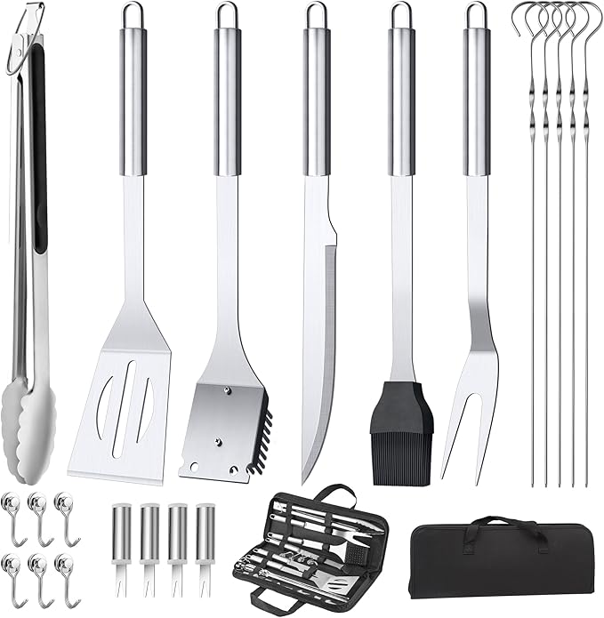 11 Pcs Grill Tools Set,BBQ ＆ Grilling Accessories Outdoor Barbecue Utensils