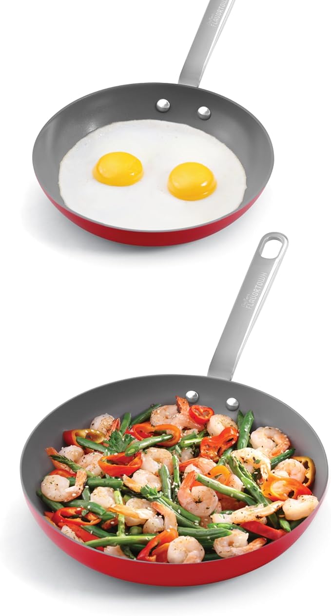 Guy Fieri's Flavortown 6-Piece Ceramic Cookware Set, Red