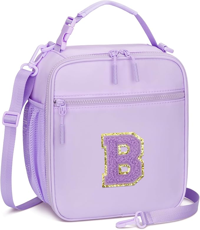 CLOUDWINGS Lunch Box Kids Large Initial Insulated Lunch Bag for Girls