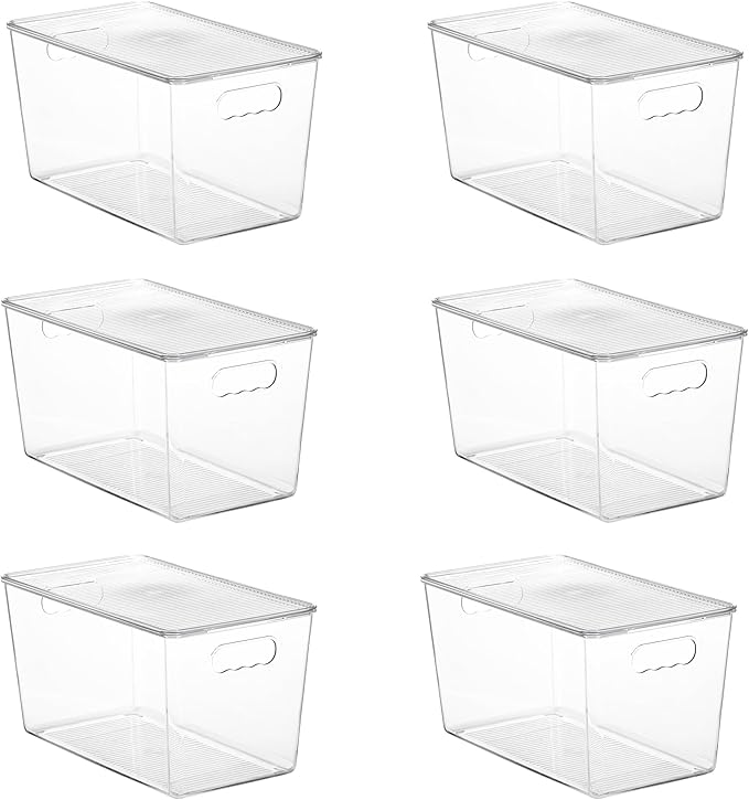 Vtopmart 1 Pack Clear Stackable Storage Bins with Lids and Handles, Medium
