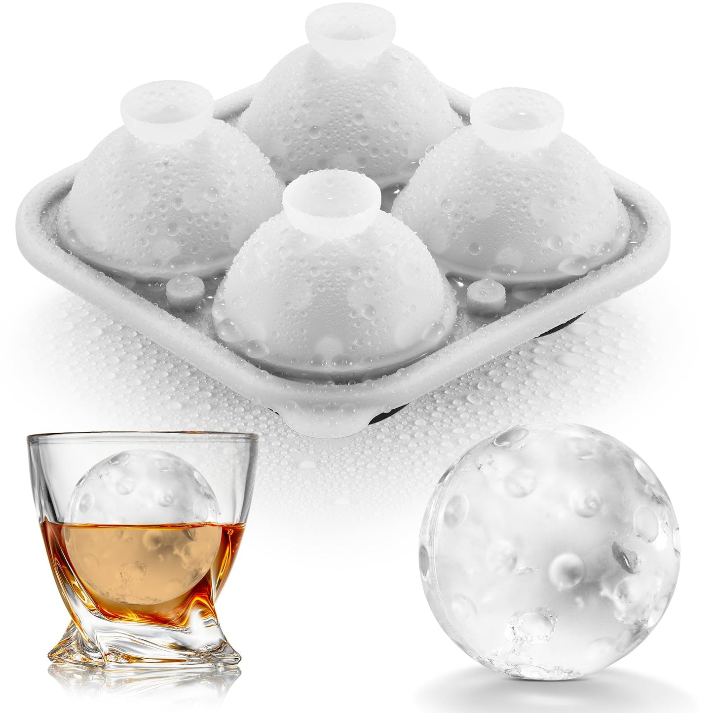 ACOOKEE Novelty Tennis Gifts Ball Ice Maker Mold, 2.2" Large Sphere Round Ice Cube Mold for Cocktails, Whiskey, Bourbon, Fun Shapes Big Whiskey Ice Cube Mold Gifts for Christmas Stocking Stuffers
