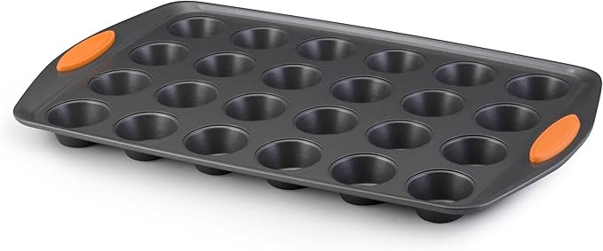 Rachael Ray Yum -o! Nonstick Bakeware 12-Cup Muffin Tin With Grips / Nonstick Cupcake Tin With Grips - 12 Cup, Gray