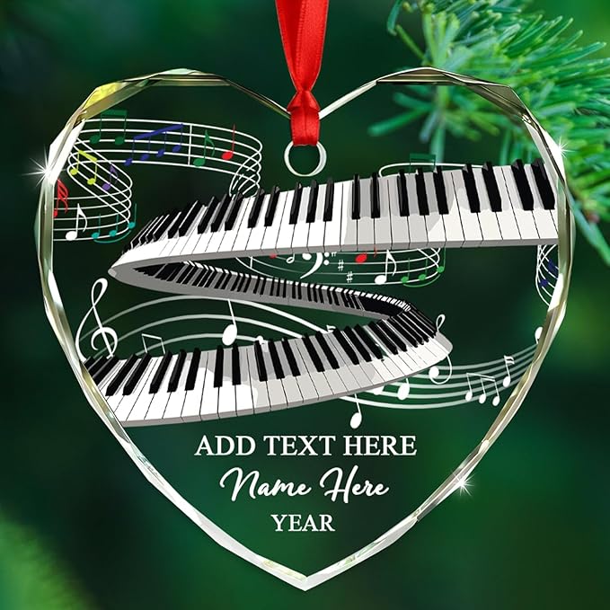 Personalized Drum Musical Instrument Glass Ornament, Customized Year Text Name Christmas Ornaments Gift for Drummer Husband Wife Dad Mom Kids, Unique Drum Set Glass Christmas Ornament for Birthday