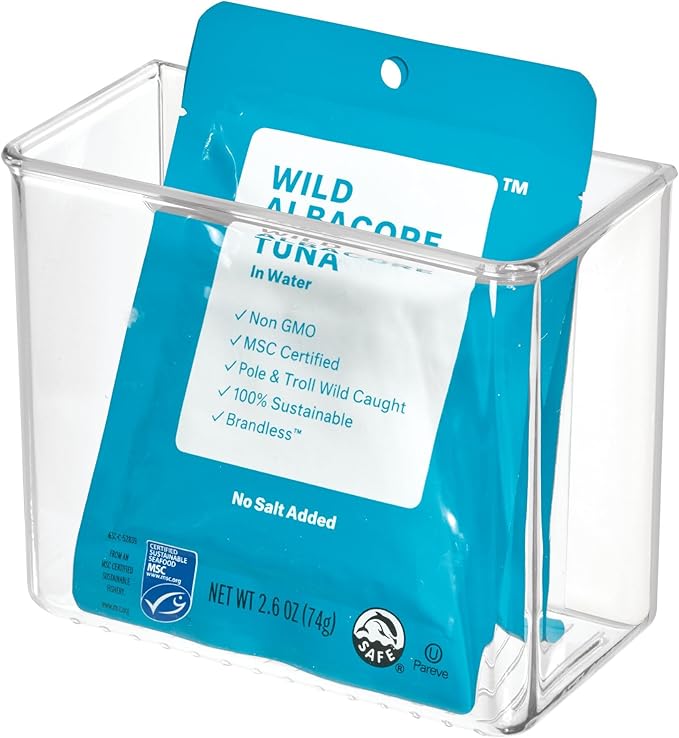 iDesign Adhesive Organizer Bin - Damage-Free Hanging for Kitchen, Bathroom, or Office - Clear