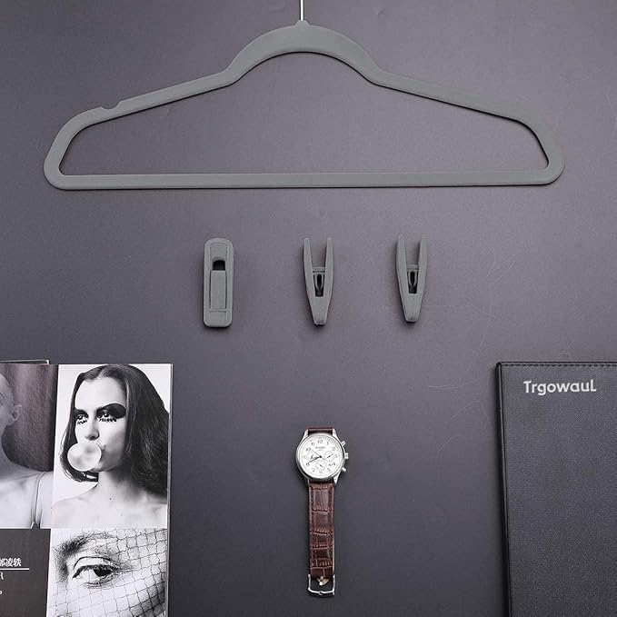Trgowaul Velvet Hangers Clips, Pants Hangers Velvet Clips, Strong Finger Clips Perfect for Thin Velvet Hangers