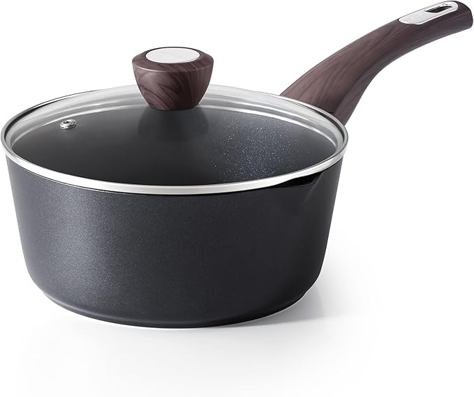 SENSARTE 1.5 & 2.5 Quart Sauce Pan Sets with Lid, Cooking Pots Set, Nonstick Saucepan Set with Pour Spout, Small Pot, Non toxic Saucepot, Induction Comptable, Sauciers, Easy to Clean, PFOA Free