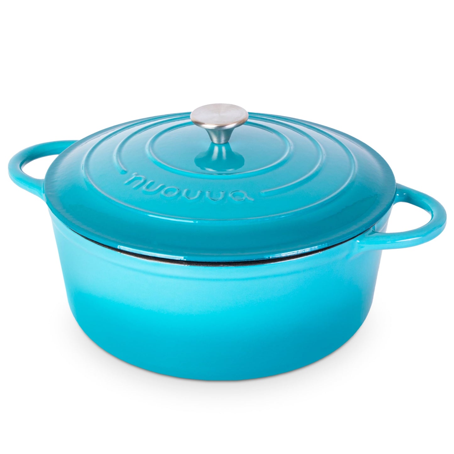 Nuovva Enamelled Cast Iron Dutch Oven Pot with Lid – 6.4 Quart Non Stick Casserole Pot – Heavy Duty & Oven Safe up to 500° F for Bread Baking, Braising, Stews, Roasting – 28cm Black