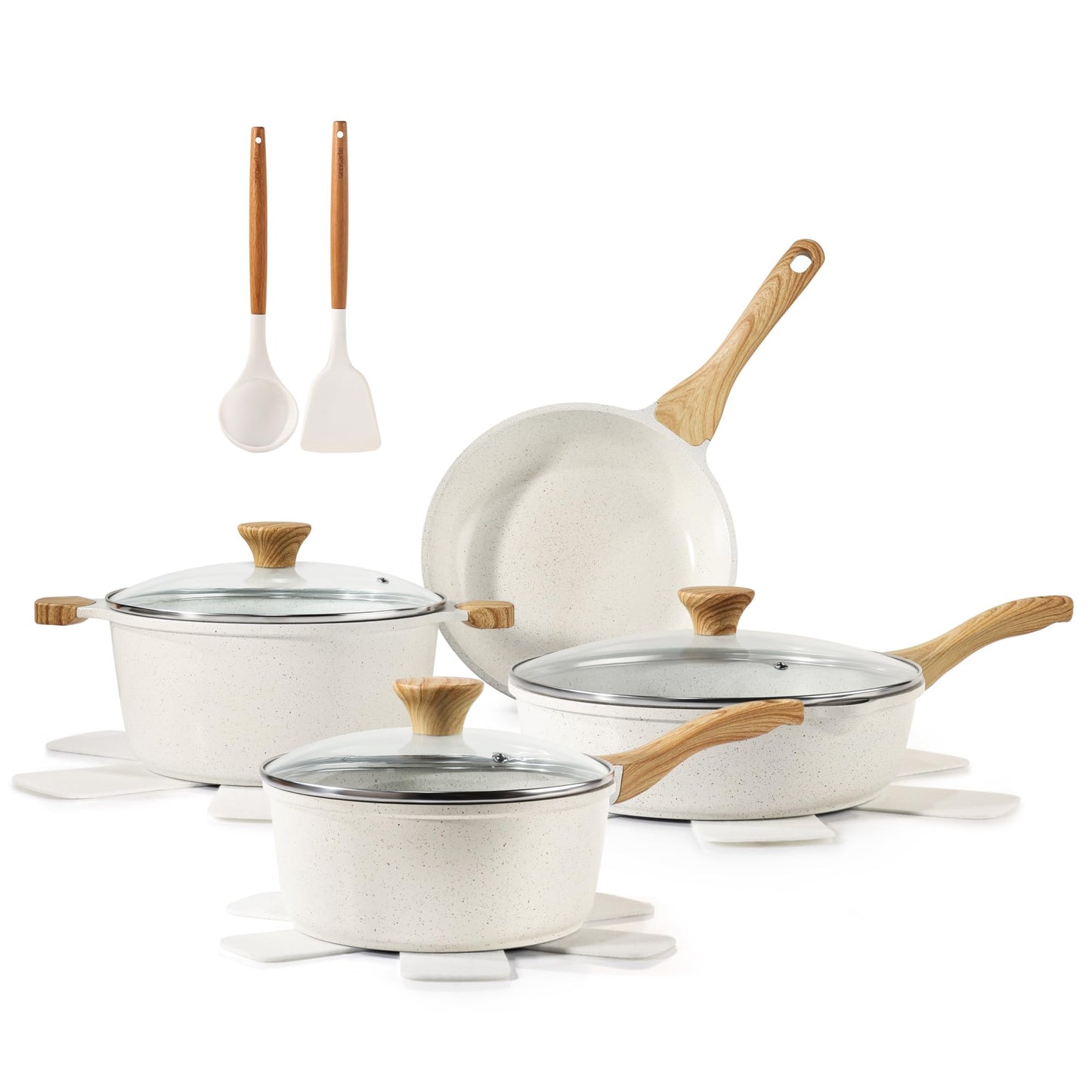 SENSARTE Nonstick Ceramic Cookware Set, 13-pcs Non-toxic Pots and Pans Set