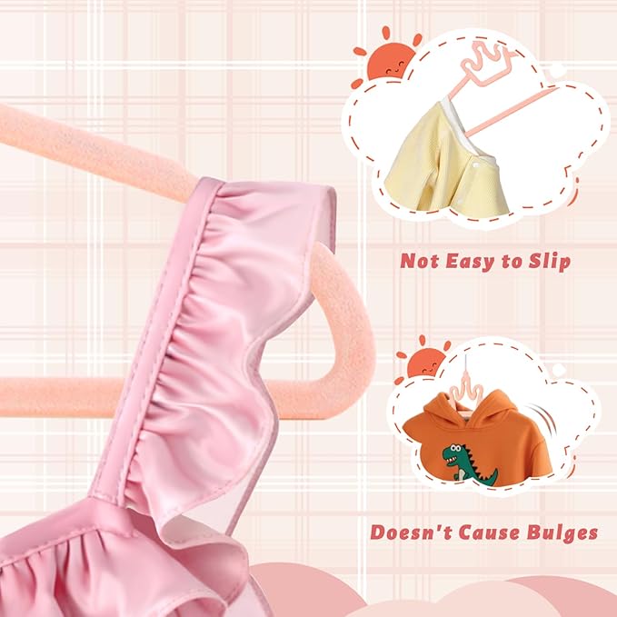 ManGotree Baby Velvet Hangers, Non-Slip Felt Kids Clothes Hanger, 12.6" Cute Crown Hanger for Closet, Space Saving Toddler Hangers for Children's Clothes (20 Pack, Pink)