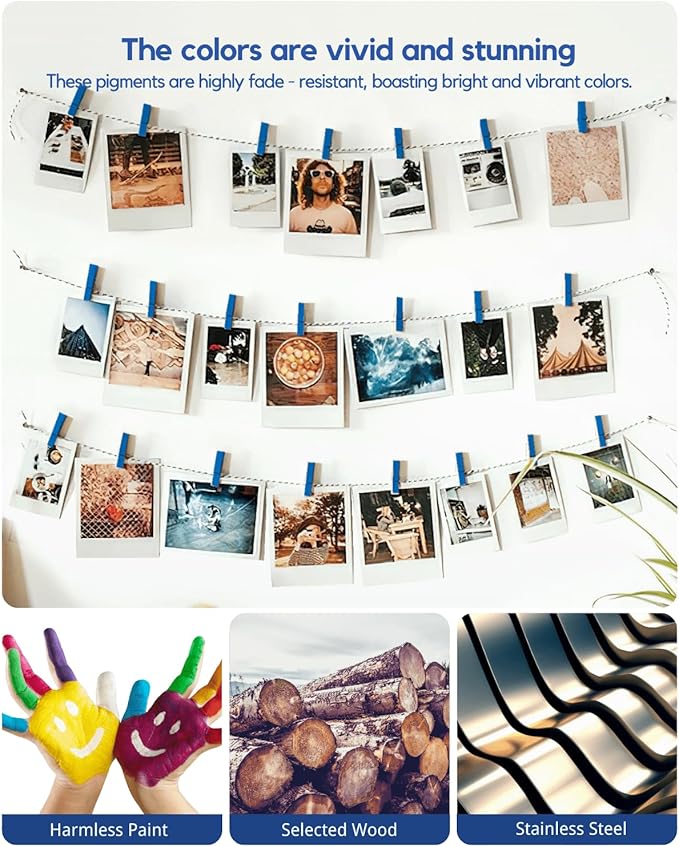 Mini Clothes Pins Wooden Colored Small Clothespins for Photo 1.4 Inch 50 PCS, Navy Blue Tiny Clips Close Pin for Baby Shower Classroom Crafts Project Decorations Hanging Pegs