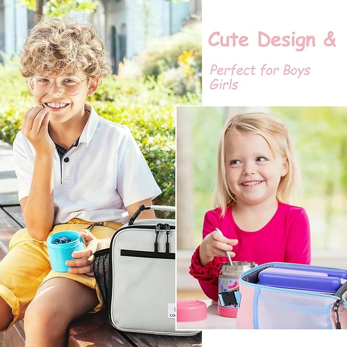 Lunch Box Kids,Premium Insulated Lunch Bag for Girls Boys,Soft Bag Mini Cooler Back to School Thermal Reusable Lunch Bag for Work School Picnic (Pink)