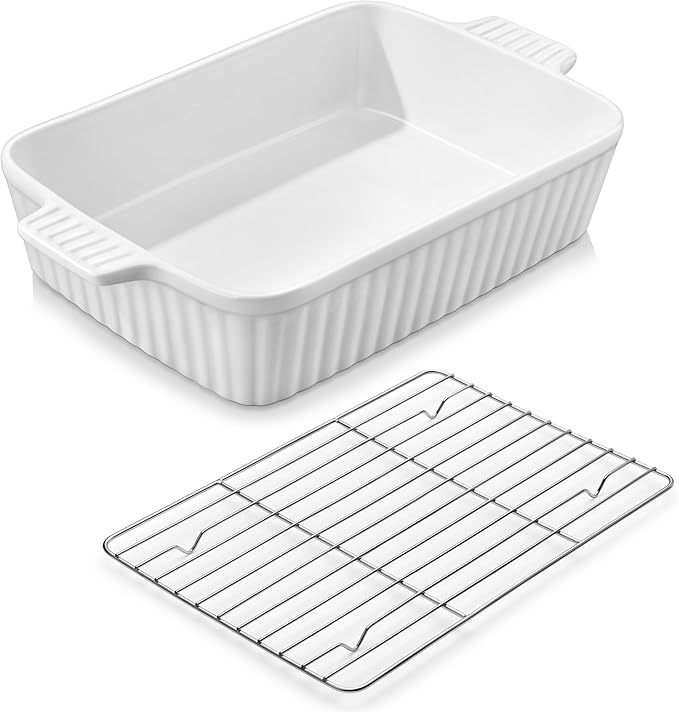 MALACASA 4.4 QT Ceramic Casserole Dishes for Oven, 9x13 Baking Dishes, Blue