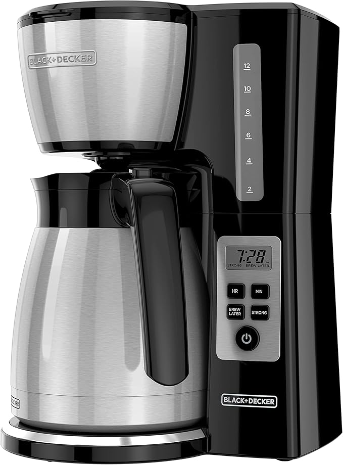 BLACK+DECKER 12-Cup Thermal Coffeemaker, Black/Silver, CM2035B