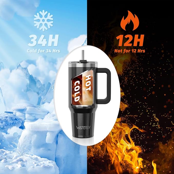 30 oz Shiny Tumbler with Handle,Tumbler with Lid and Straw,Double Wall Insulated Cup Stainless Steel Travel Mug(Cold for 34 Hours),Water Bottle for Iced Tea,Coffee,Cold Beverages(Black)