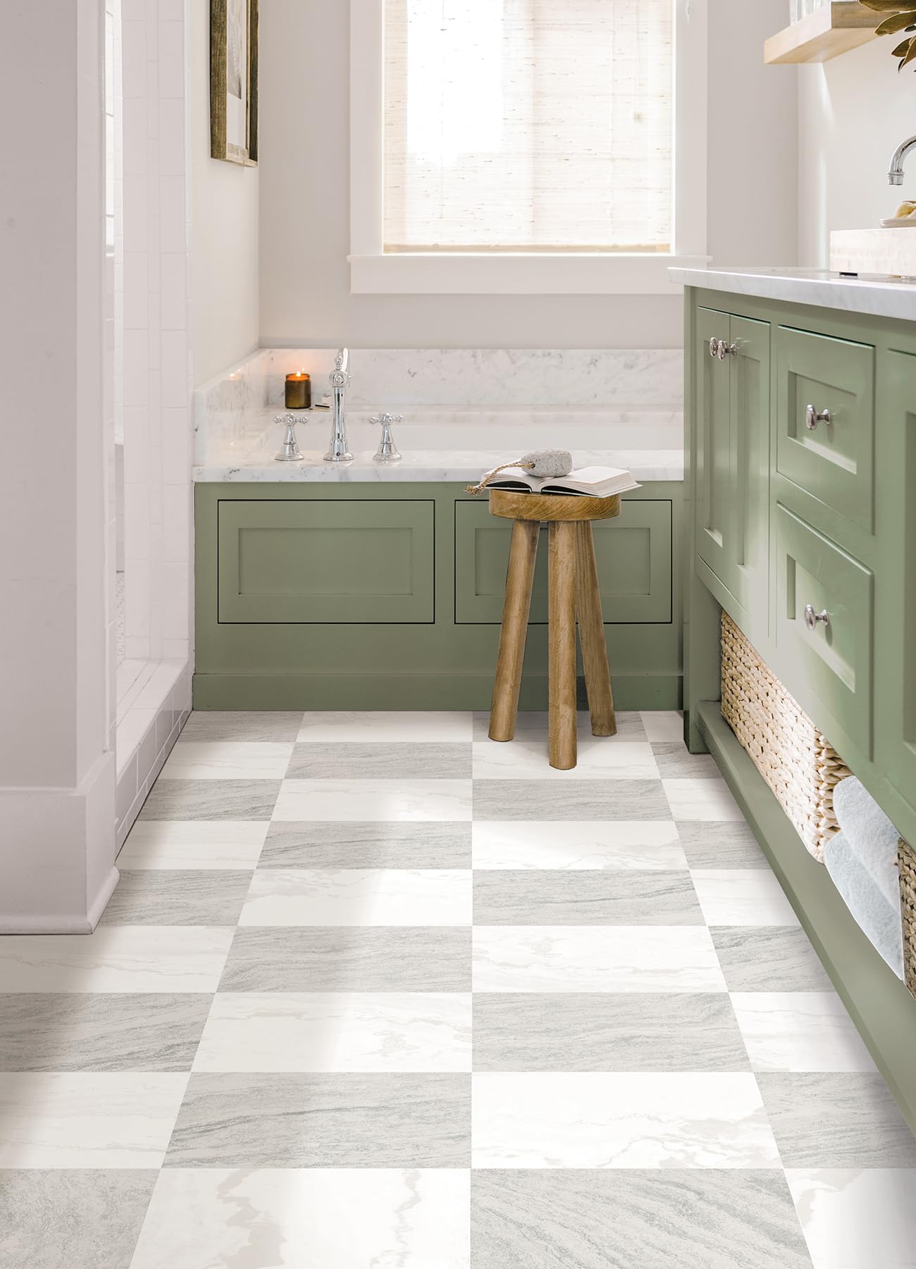 FloorPops x Chris Loves Julia 12-in by 12-in Bonneville Beige Peel and Stick Floor Tiles, FP5061