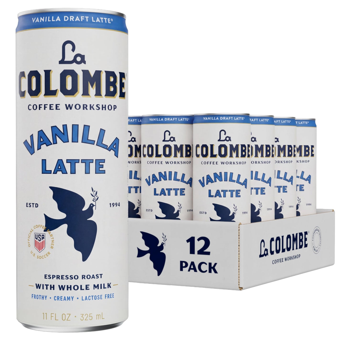 La Colombe Coffee, Triple Draft Latte, 11 fl oz Cans (Pack of 12), Coffeehouse Quality Cold Brew, Specialty Grade Coffee Beans, Ready-to-Drink On-the-Go