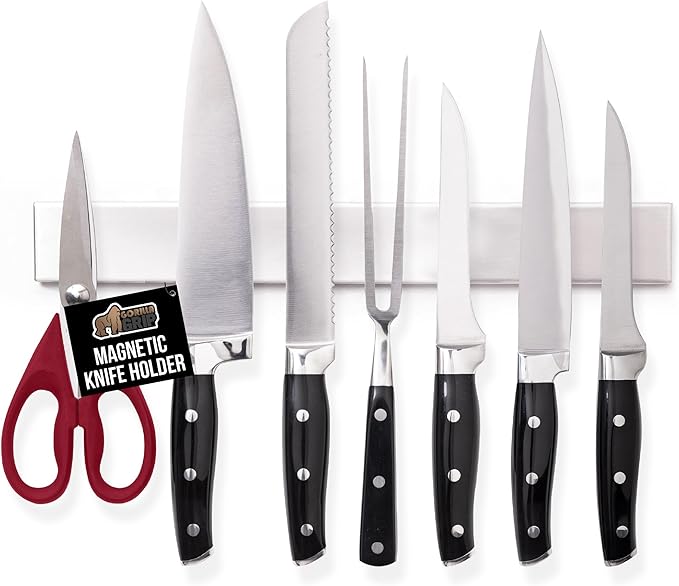 GORILLA GRIP 304 Stainless Steel Magnetic Knife Holder Strip, 18 Inch