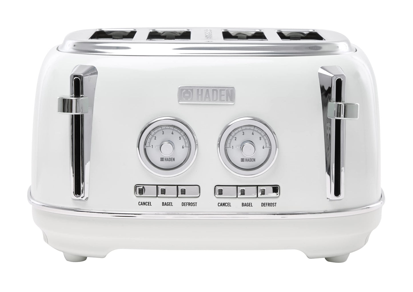 Haden Dorset 4 Slice Wide Slot Stainless Steel Toaster with Adjustable Browning Control & Non-Slip Feet, Black & Copper