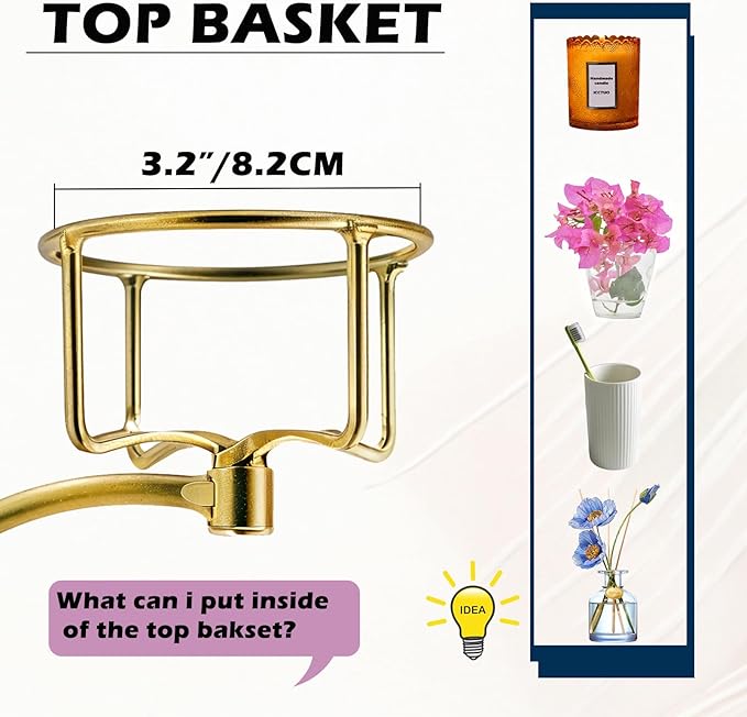 Gold Hand Towel Holder for Bathroom Wall, Towel Hook with Wall Candle Holder,Elegent Towel Ring Rose Gold, Sturdy Towel Rack Wall Mounted Hanger for Bathroom