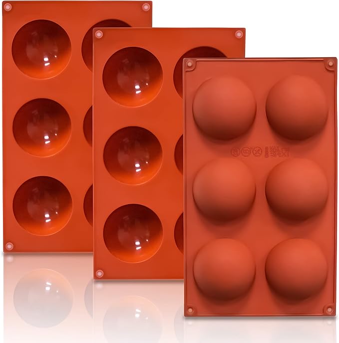 Lerykin Semi Circular Silicone Molds, Non-Stick Silicone Chocolate Molds,3 Packs Baking Molds for Making Chocolate, Cake, Jelly, Desert, Biscuit, Dome Mousse (6 Cups, 15 Cups and 24 Cups)