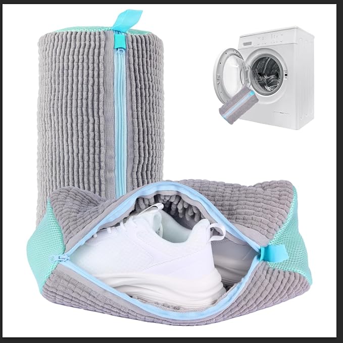 2Pcs Shoe Washing Machine Bag,Cleaning Bag for All Shoe Types,Laundry Shoe Bag for Washer and Dryer (Gray)