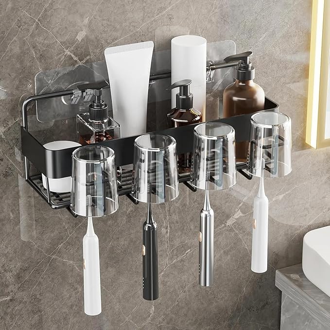 4 Pack Shower Caddy Adhesive Hooks Replacement, Shower Shelf Adhesive Replacement, Strong Adhesive Shower Hooks for Shower Caddy Shelves Rack Basket Holder, Transparent