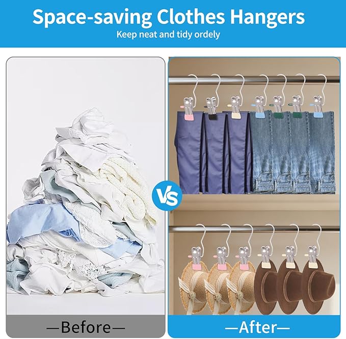 30 Pack Heavy Hanger Clips for Closet, Laundry Hooks Hanging Clips with, Clothespin for Clothes Pants,Clothes Pins Multi-Purpose Clip Big Hangers & Pants Clip Hangers for Hats Socks Towels Travel