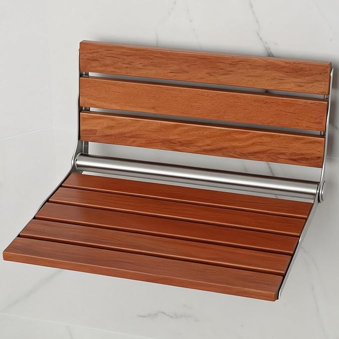 Foldable Shower Seat Wall Mounted, Folding Shower Bench for Small Shower Spaces, 400lbs Max Load for Inside Shower, 20"