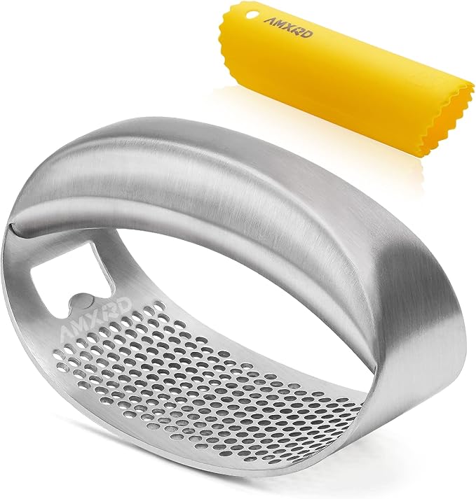 AMXRD Stainless Steel Garlic Press Rocker & Silicone Peeler