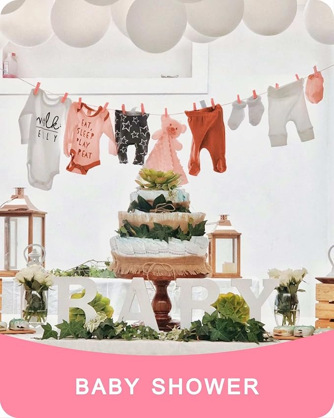 Clothes Pins, Pink Colored Wooden Clothespins for Baby Shower Game, Wreath, Crafts, Strong Grip Close Pins Birchwood Clips Clothespin Clothing Pegs for Hanging Clothing Photos, 2.83 Inch, Pack of 50